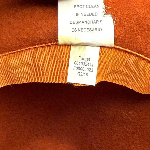 Rust Burnt Orange 100% Wool Fedora Hat Black Braided Band Target Boho Fall - Picture 7 of 7